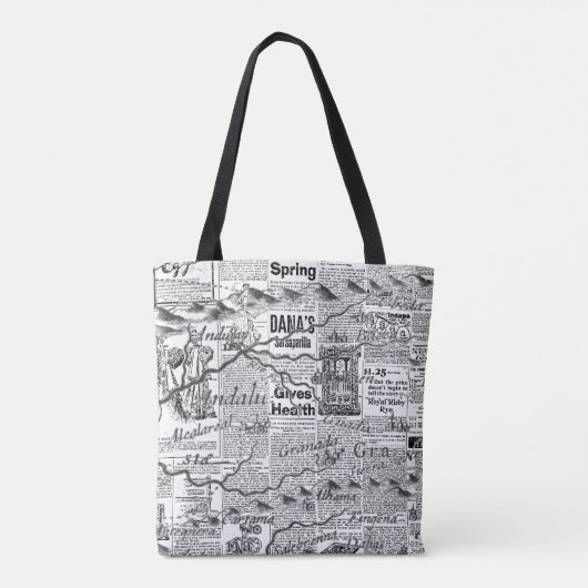 Oud dagblad Traveler Adventure Tote Bag (Achterkant)