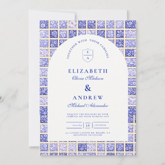 Oud Delfts Patchwork Bruiloft Kaart (Voorkant)