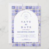 Oud Delfts Patchwork Bruiloft Save The Date (Voorkant)