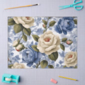 Oud Delftsblauw Wilde Rozen Tissuepapier (Craft)