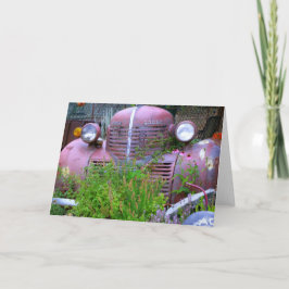 Oud die Dodge aan het Wilde Wenskaart van Bloemen Bedankkaart