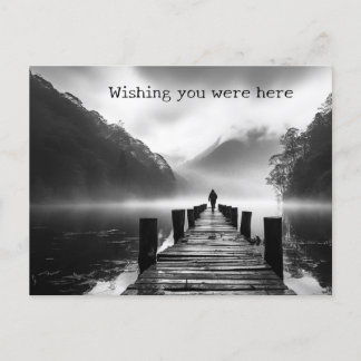 Oud dok op het meer B&W foto Briefkaart