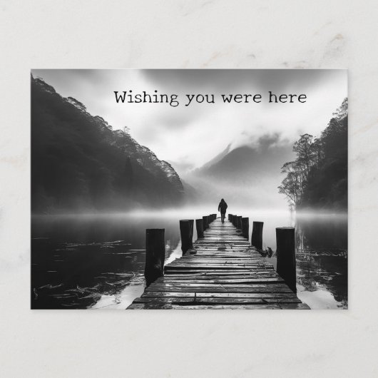 Oud dok op het meer B&W foto Briefkaart (Voorkant)