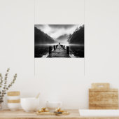 Oud dok op het meer B&W foto Poster (Keuken)
