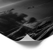 Oud dok op het meer B&W foto - Ultra breed Poster (Hoek)