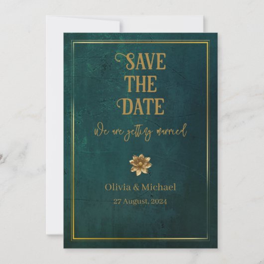 Oud donkergroen save the date (Voorkant)
