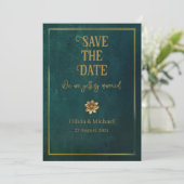 Oud donkergroen save the date (Staand voorkant)