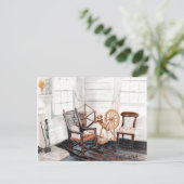 Oud draaiend wiel briefkaart (Staand voorkant)