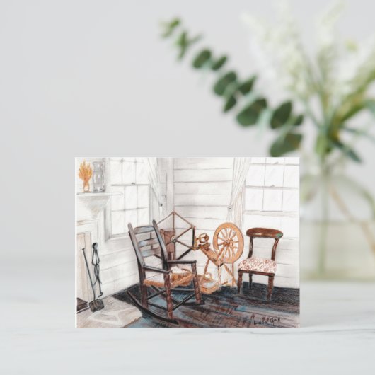 Oud draaiend wiel briefkaart (Staand voorkant)