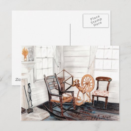 Oud draaiend wiel briefkaart (Voorkant / Achterkant)