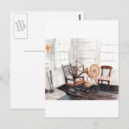 Oud draaiend wiel briefkaart (Voorkant / Achterkant)