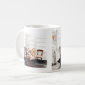 Oud draaiend wiel koffiemok (Voorkant links)