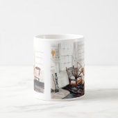 Oud draaiend wiel koffiemok (Center)