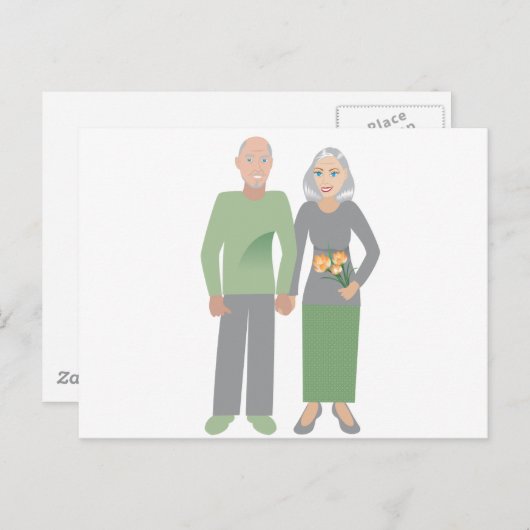 Oud echtpaar in de liefde briefkaart (Voorkant / Achterkant)