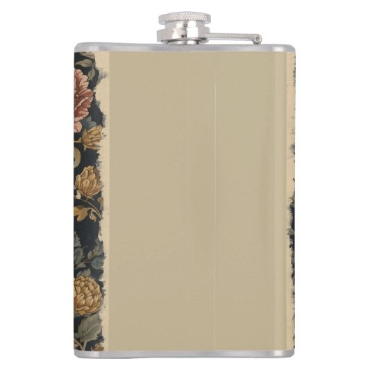 Oud Eekhoorn en Bloemen Patroon Heupfles (Achterkant)