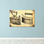 OUD EFFECT FOTO op  strijkijzers op canvasafdruk Canvas Afdruk (Insitu (Houten vloer))