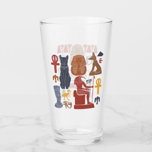 Oud Egypte Egyptische Graphics Collage Glas (Achterkant)