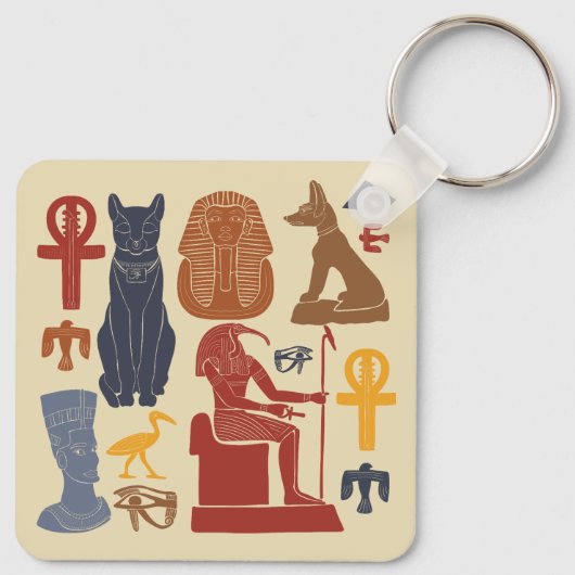 Oud Egypte Egyptische Graphics Collage Sleutelhanger (Achterkant)