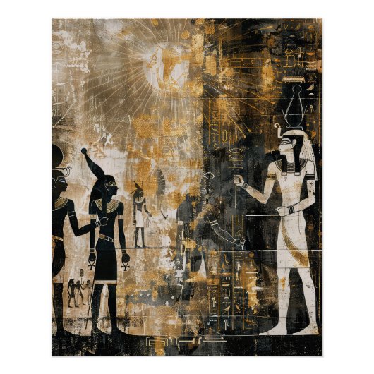 Oud Egypte Farao Zegen van de zonnegod Perfect Poster (Voorkant)