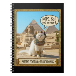 Oud Egypte Grappige Koninklijke Farao Witte Kat Notitieboek