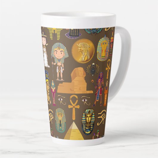 Oud Egyptisch Hiëroglief -Patroonsymbool  Latte Mok (Rechterhoek)
