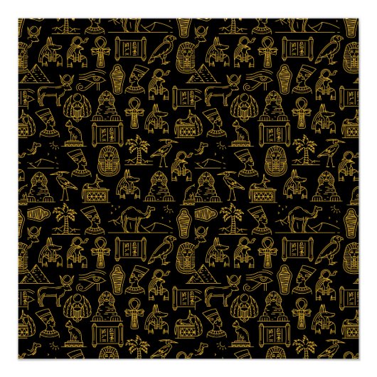 Oud-Egyptisch hiëroglief symboolpatroon Perfect Poster (Voorkant)