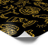 Oud-Egyptisch hiëroglief symboolpatroon Perfect Poster (Hoek)