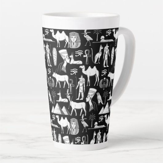 Oud-Egyptisch hiërogliefsymboolpatroon Latte Mok (Rechterhoek)