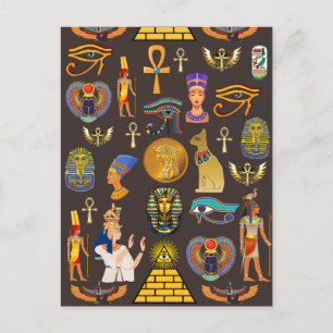 Oud Egyptisch hiëroglifisch patroon symbool       Briefkaart