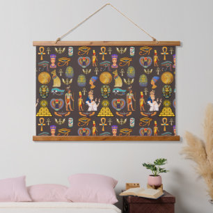 Oud Egyptisch hiëroglifisch patroon symbool Hangend Wandkleed
