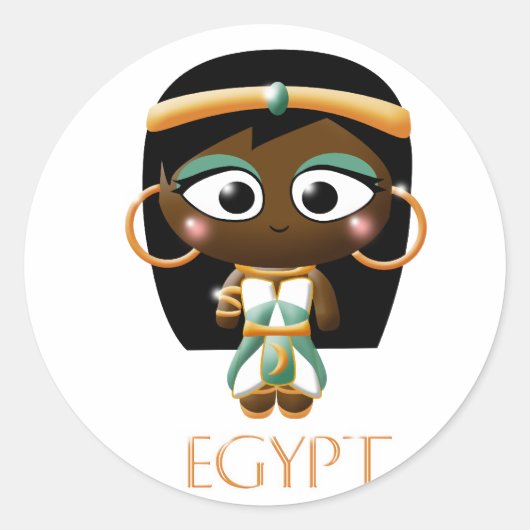 Oud Egyptisch Meisje Ronde Sticker (Voorkant)