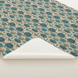 Oud-Egyptisch toile de Jouy groen bloempatroon Sherpa Deken