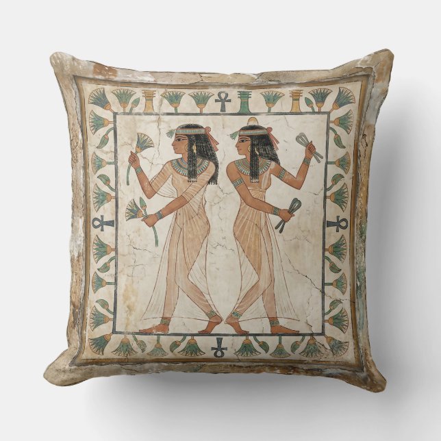 Oud-Egyptische Dansers Fresco Kussen (Voorkant)