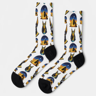 Oud-Egyptische Piramide Anubis Patroon Ontwerp Sokken
