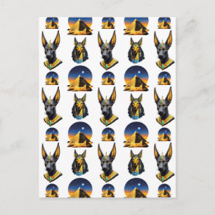 Oud-Egyptische piramide Anubis-patroonontwerp Briefkaart