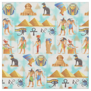Oud-Egyptische symbolen en iconen Fabric Design Stof