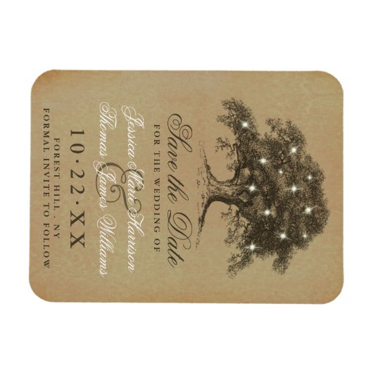 oud eiken boom bruiloft bewaar de datum magneet (Horizontaal)