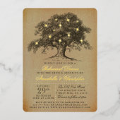 oud eiken boom bruiloft repetitie diner folie uitnodiging (Voorkant)