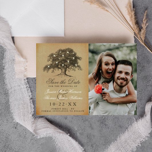 oud eiken boom foto bruiloft save the date