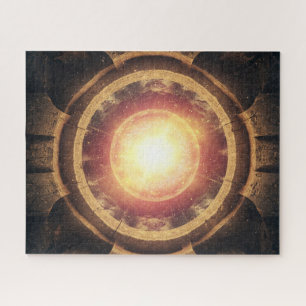 Oud elektrisch patroon in de ruimte van het zwarte legpuzzel