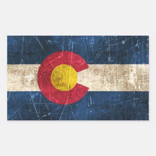  oud en bekrast vlag van Colorado Rechthoekige Sticker (Voorkant)