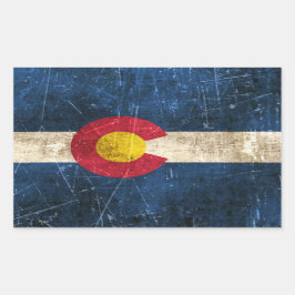 oud en bekrast vlag van Colorado Rechthoekige Sticker