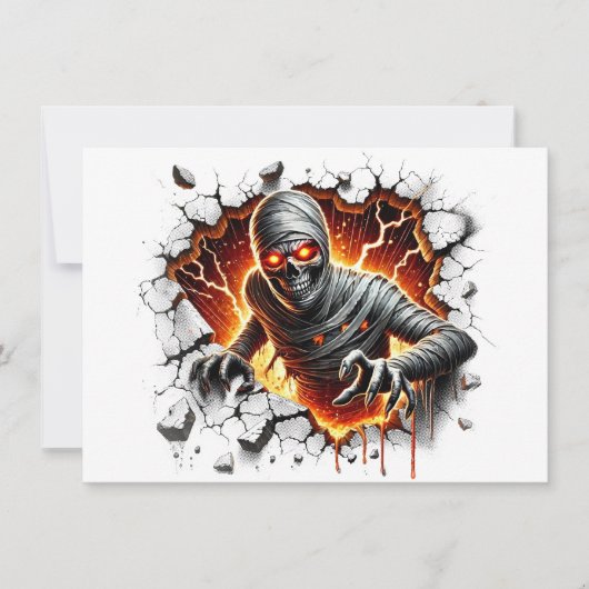 Oud en Griezelig Mummie Skelet Breekt Door Kaart (Voorkant)