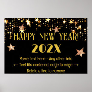 Oud en Nieuw 18 x 12 Festieve Zwarte & Gouden Post Poster