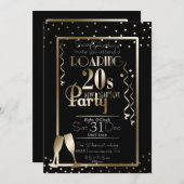 Oud en Nieuw 2020 Roaring 20s Retro Theme Gold Kaart (Voorkant / Achterkant)