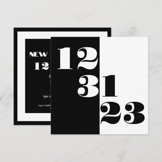 Oud en Nieuw 2023 123123 B&W Square uitnodiging (Voorkant / Achterkant)