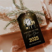 Oud en Nieuw 2025 Goud Champagne Feest Cadeaulabel
