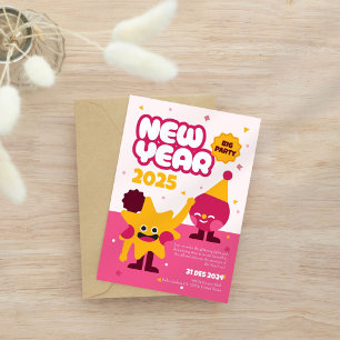 Oud en Nieuw 2025 Kinder feestuitnodiging Kaart