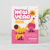 Oud en Nieuw 2025 Kinder feestuitnodiging Kaart (Staand voorkant)