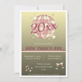 Oud en nieuw 2025 roze gouden feestelijke uitnodig kaart